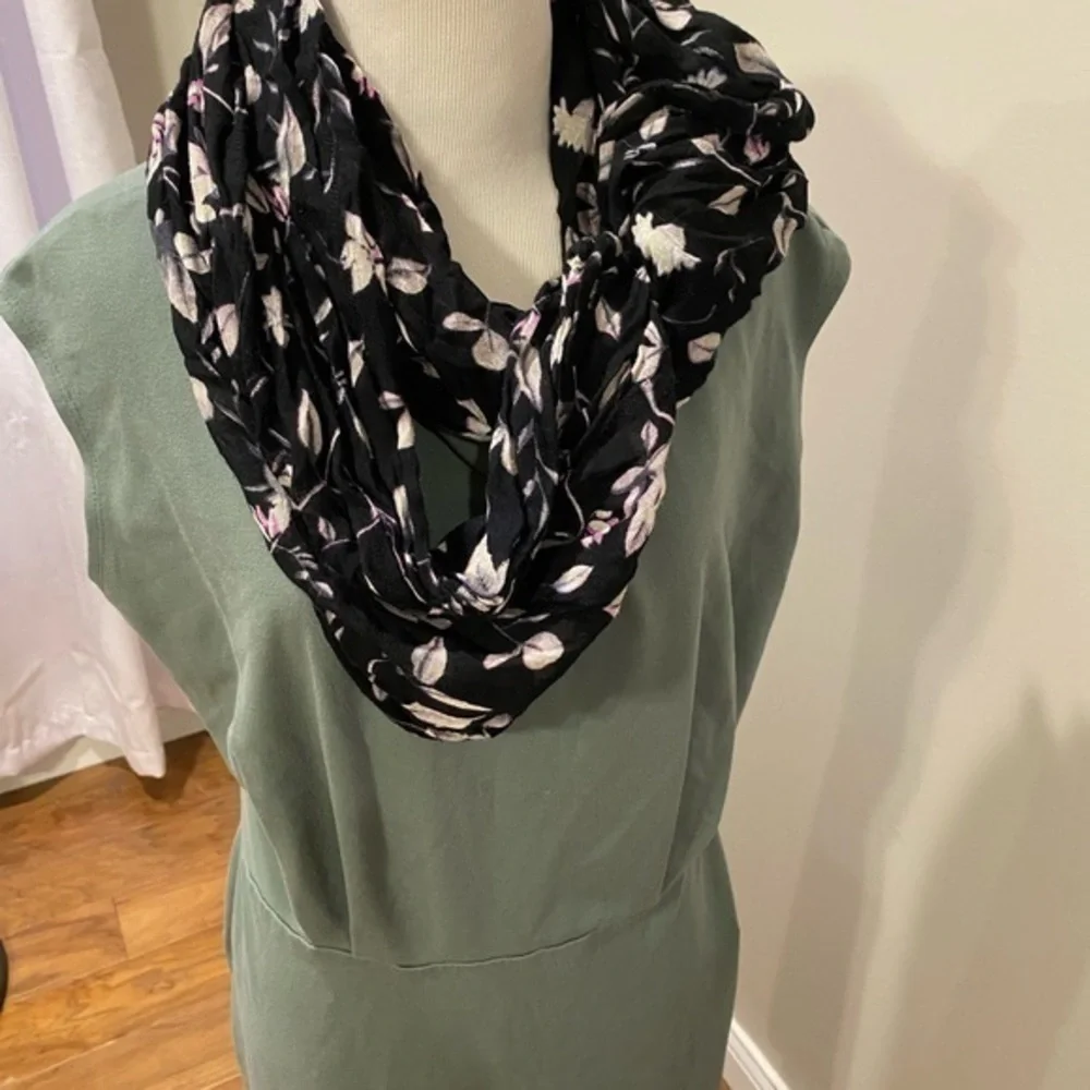 Floral Black Infinity Scarf